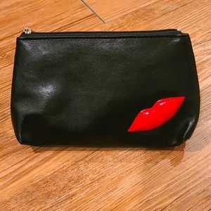 Laura Gellar Black Makeup Case with Red Lips
